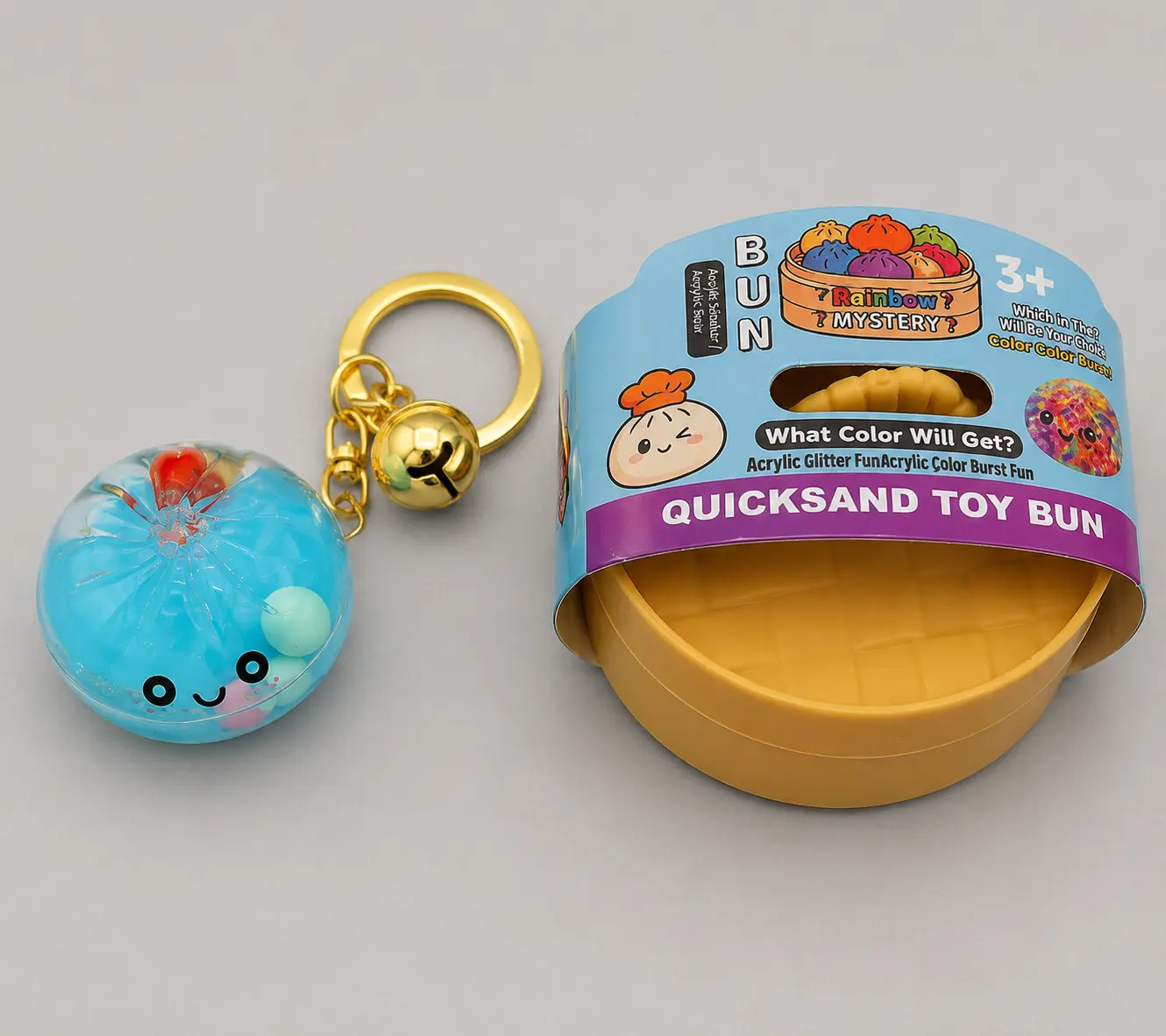 Blue Dumpling Quicksand Hard Keychain – Glitter Liquid Charm
