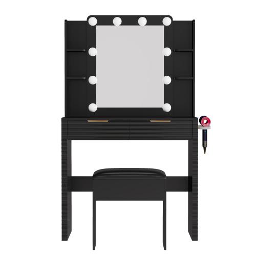 Bellemave Vanity Desk with Mirror & Light, Large Drawer Three Level Storage Dresser, 3 Lighting Modes Adjustable Brightness, Bedroom Dressing Table Bellemave Vanity Desk with Mirror & Light, Large Drawer Three Level Storage Dresser, 3 Lighting Modes Adjustable Brightness, Bedroom Dressing Table