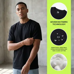 7A Antibacterial Technology Short-Sleeved Tee,100% Cotton,Waterproof, Anti-Mite, Odor Control, Stain/Oil Repellent,For Outdoor, Gym, Work,OutdoorApparel,TechShirts