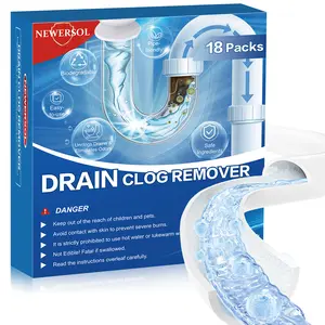 NEWERSOL Drain Clog Remover 18 Packs Sink Drain Cleaner Hair Clogged Drain Remover Fast Acting Powders for Kitchen Sink Bathroom Shower Bathtub Safe for Pipes