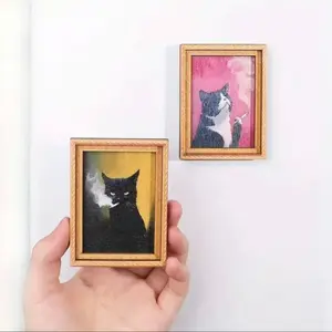 1pc ute Cat Refrigerator Magnets - AdorableBlack & White Cat Desian with Pink Accents, DurableBamboo Material, Perfect for Home & Office DecorHoliday Gifts, and Kitchen Accessories, CatAccessories, Higher End Fridge Magnets Refrigerator Decorating Magnet