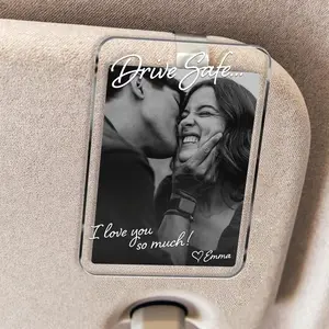 Custom Photo Car Visor Clip Gift for Him, Drive Safe Gift, Custom Couple Photo Keepsake Gift, Valentine’s Gift for Boyfriend or Husband