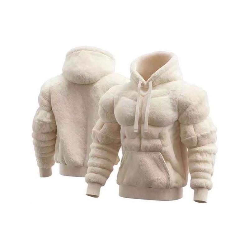 Mens Muscle Hoodie Sweatshirt Vintage FlannelStreet Style Muscle Line Art Warm Fuzzy Hooded Sweatshirts 2D Print