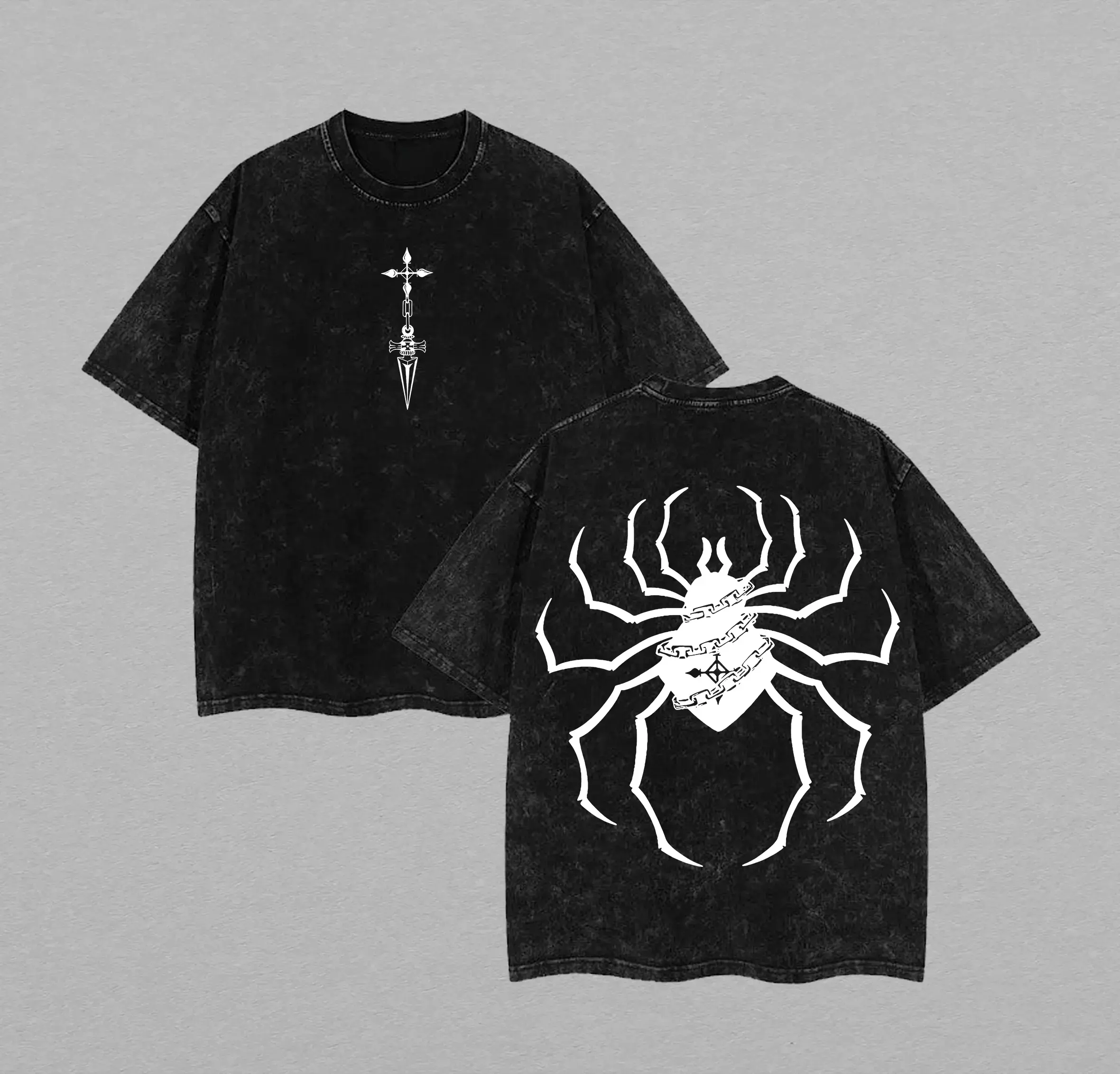 Hunter x Hunter Phantom Troupe Spider Graphic T-Shirt - Anime Dagger & Chain Tee, Perfect for HxH Fans, Streetwear & Casual Everyday Wear, Ideal Gift for HxH Fans PLK0055,funny graphic tee, men’s trendy t-shirts, 90s, streetwear, good graphic, sluggy Mens