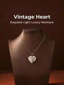 ✨ Silver Heart Locket Necklace Heart Shape Pendant Dainty Glitter Chain Aesthetic Retro TikTok Viral Jewelry ✨