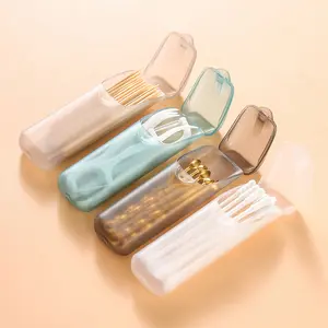 Portable Flosser and Toothpick Box, Leak-Proof Travel Pill Holder with Transparent Lid, Compact Edc Storage Container with Versatile Functionality, Durable Plastic Case