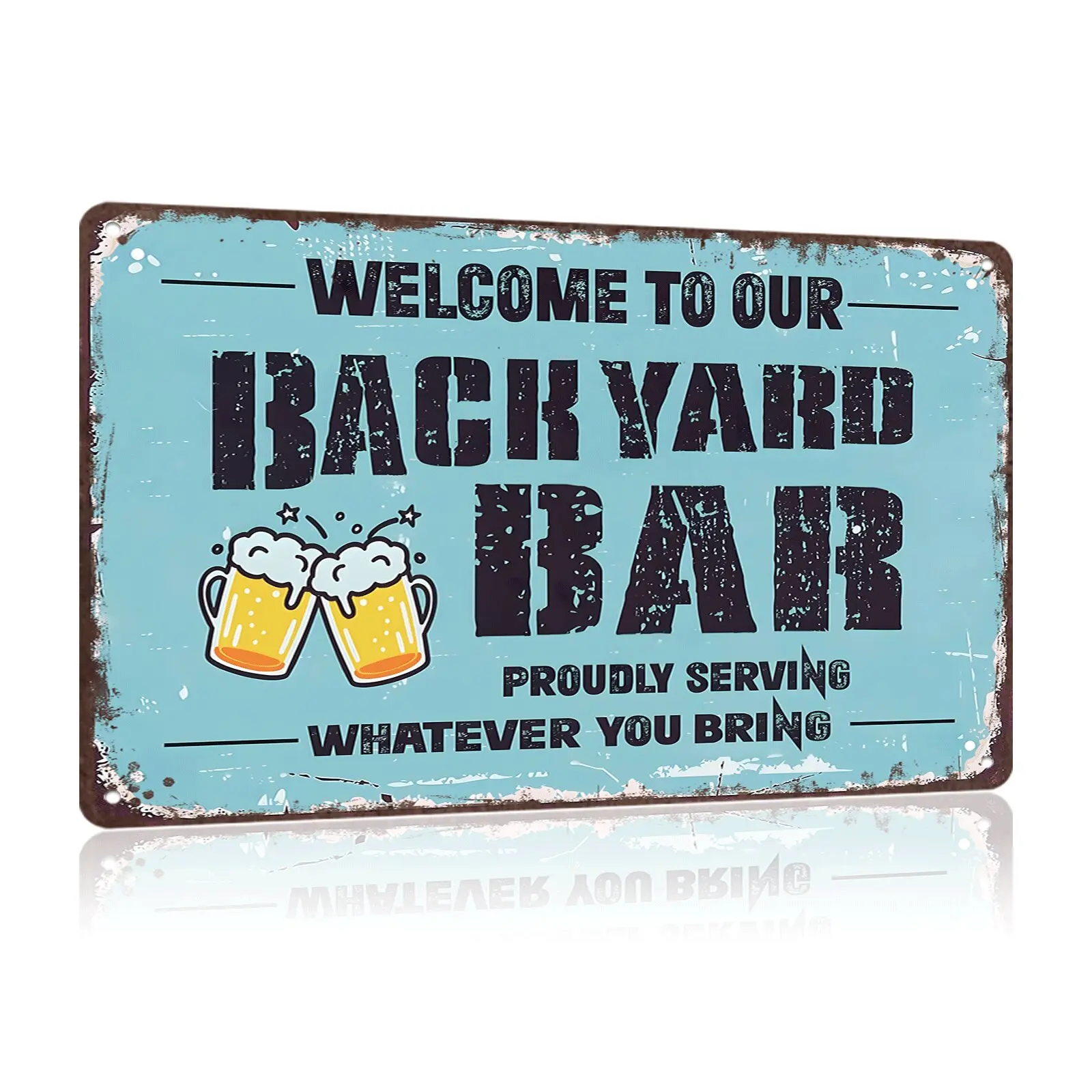 Vintage Aluminium Metal Sign - Rectangular 12x8 in Home Decor Wall Plaque, Pre-Drilled Hole Easy-Hanging Funny Sign for Garage, Office, Patio-Poolside