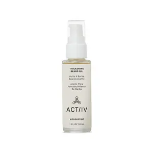 ACTIV Thickening Beard Oil - Unscented Formula for Fuller Beards 1 FL OZ 30 ML Plant-Based Non-Comedogenic