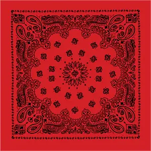 Red - Trainmen Bandana with Black Print 22 in. x 22 in.