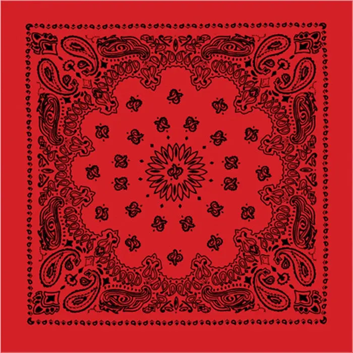 Red - Trainmen Bandana with Black Print 22 in. x 22 in.