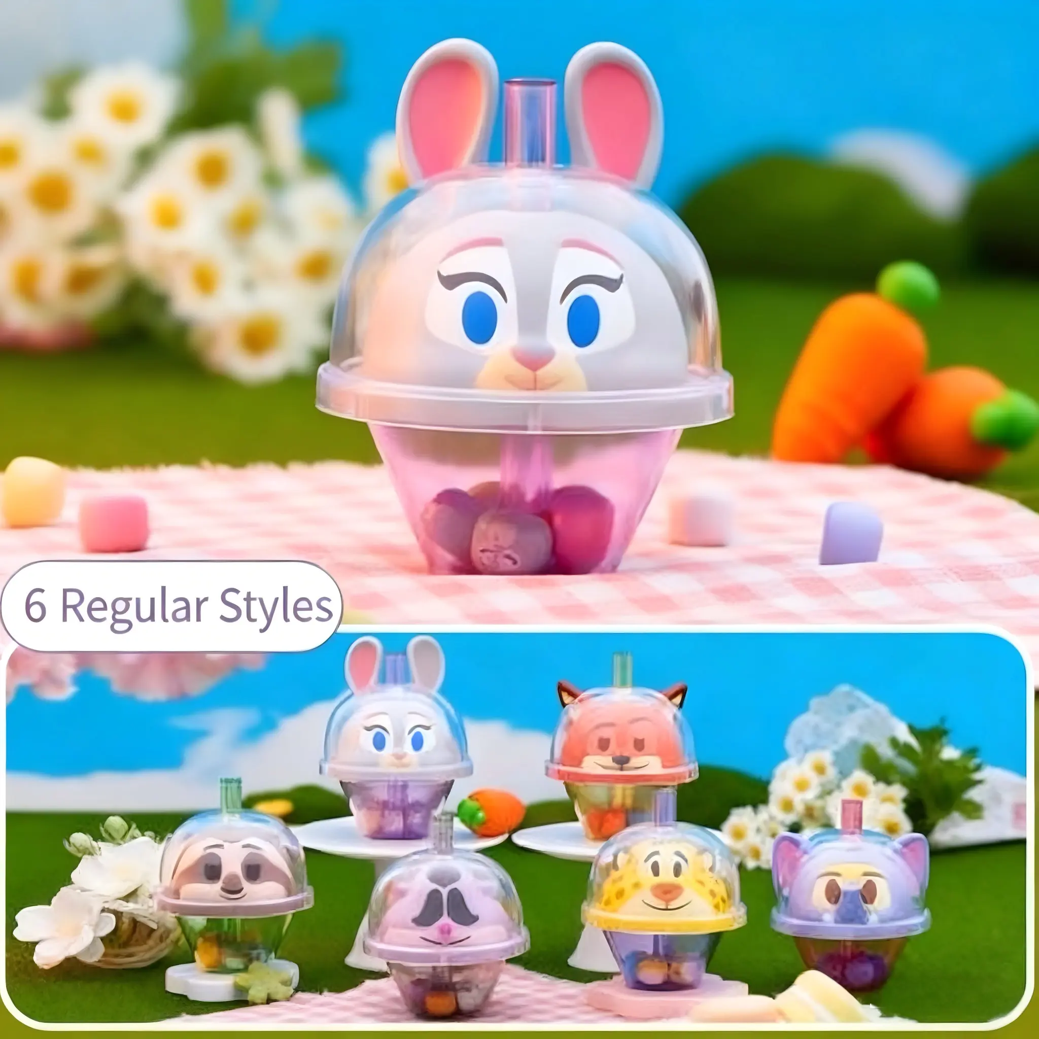 Miniso Disney Zootopia Taro Ball Milk Tea Blind Box Toy Desktop Decoration Merchandise Judy & Nick