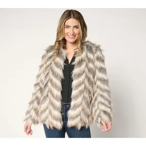 Donna Salyers Fabulous Furs Tibby Collarless Faux Fur Coat