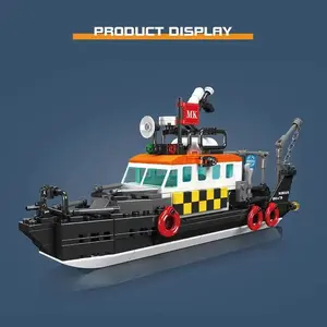 Mould King DIY 10081 City Fishing Toy Set Multi-Purpose Lifeboat Boats Building Blocks Set Sea Exploration Ship Boys Girl Collec