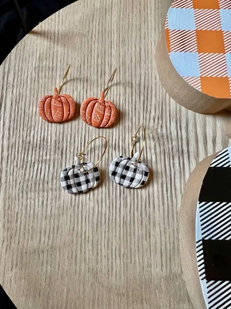 Pumpkin Clay Hoop Earrings