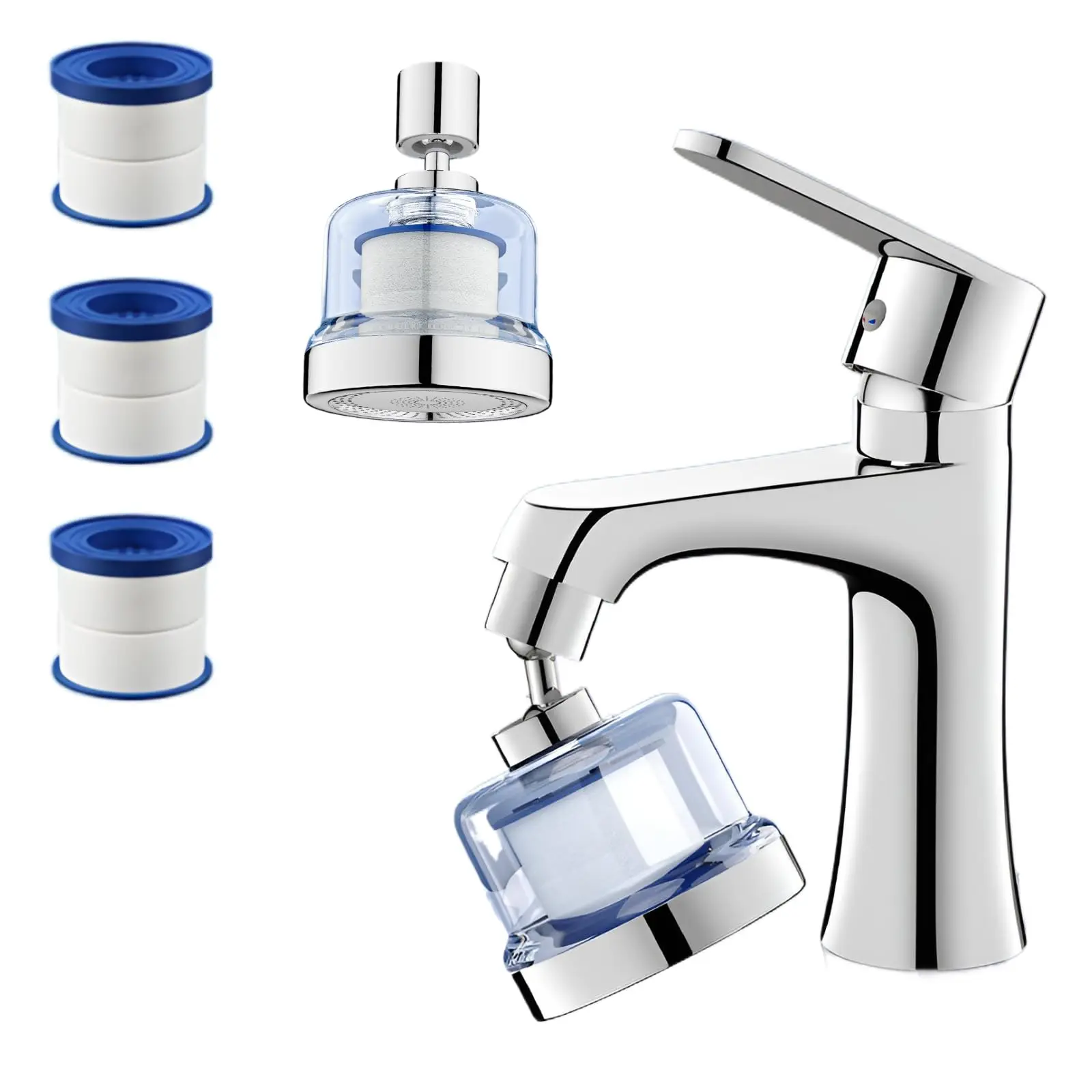 1 Set Water Filter for Sink Faucet,360° Rotating Faucet Water Filter with 3 Replaceable Filters & Durable Design for Kitchen & Bathroom Sinks,Christmas Party Gifts,Tools & Hardware ﻿ ﻿