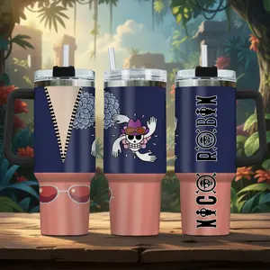 0ne Piec3 Nico Robin 40oz Tumbler with Handle and Straw | Insulated Anime Water Bottle | Straw Hat Pirates Manga Gift