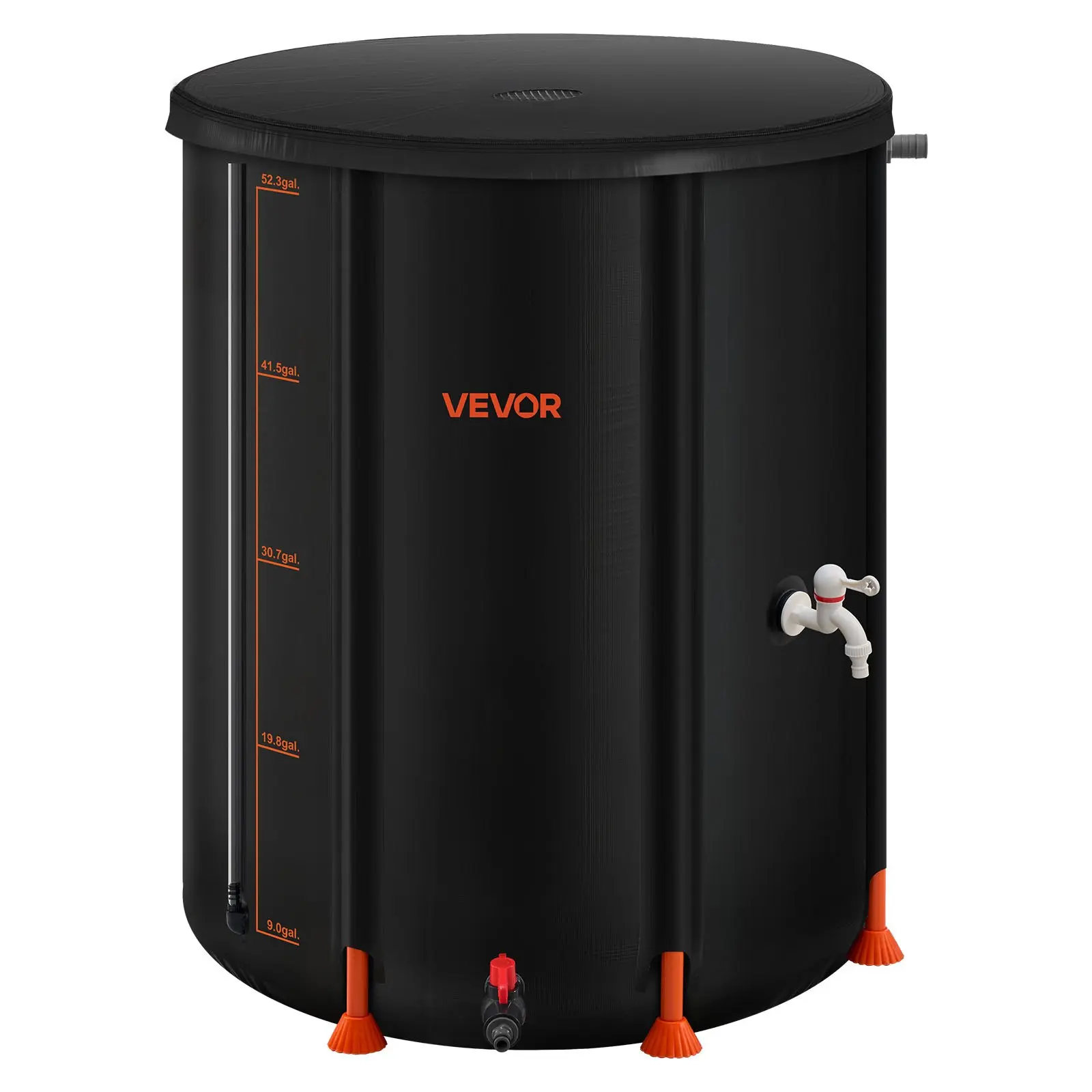 【DealsForYouDays】VEVOR Collapsible Rain Barrel, 53 Gallon Portable Rain Water Collection Barrel, 1000D PVC Rainwater Collection System, Garden Water Catcher Tank Storage Container with Spigot & Overflow Kit, Black