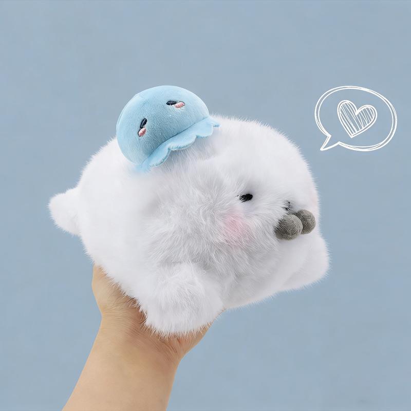 25cm/9.84in Healing Comfort Seal Plush Toy | Soft & Fluffy | 2 Cute Styles - Blue Sleepy/Pink Beady Eyes | Thoughtful Valentine’s Gift for Girlfriend & Loved One | Sweet Companion Doll for Kids’ Growth | Warm Hug Buddy for Cozy Days
