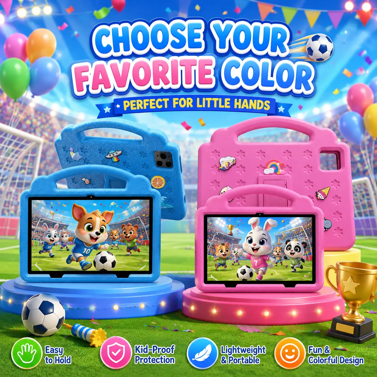 Kids Tablet 10-inch Android OS with Protective EVA Shockproof Case 3GB RAM 32GB ROM WiFi Bluetooth Gift for Children Learning System Quad Core Educational pritom educativa parental control tablet rom tablet
