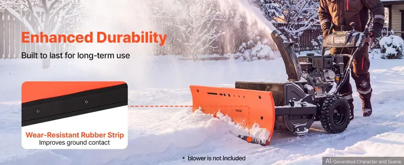 【toolupgrade】VEVOR Universal Snow Plow Kit, 22-32 in Width Adjustable Attachment for Most Snowblowers, Dual-Mode Op., Quick Detach, Foldable Steel Blade, Efficient Clearing, Black
