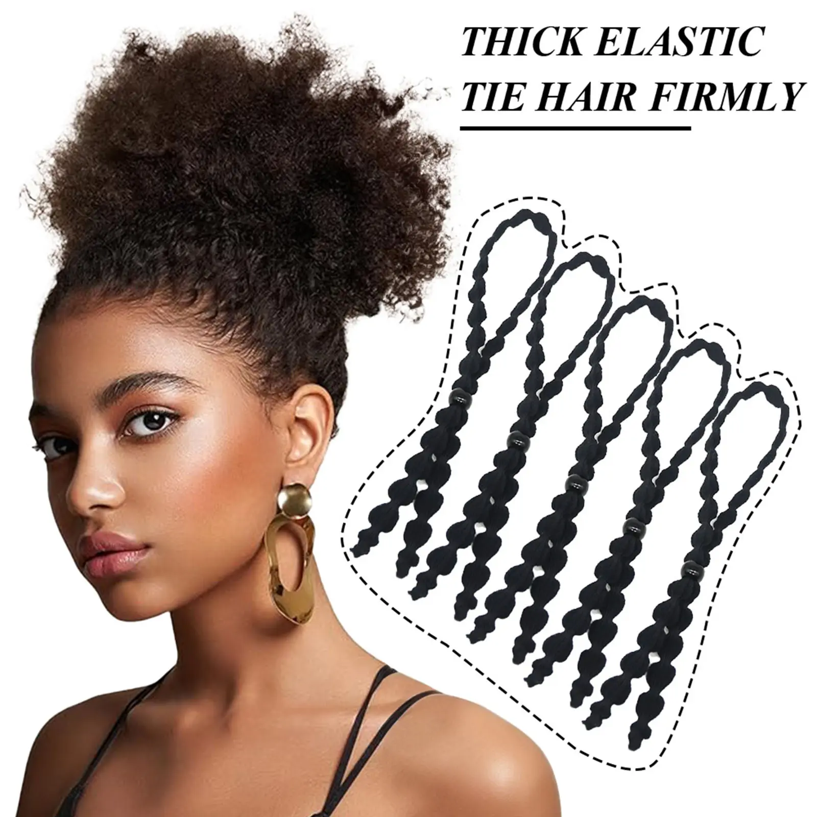 Seamless Unbreakable Hair Ties for Thick Curly Hair Extra Strong Elastic Ponytail Holders No Damage Firm Grip Hairbands for Natural Hair Afro Puff Locs Braids Heavy Duty Ouchless Accessories for Women Girls Styling