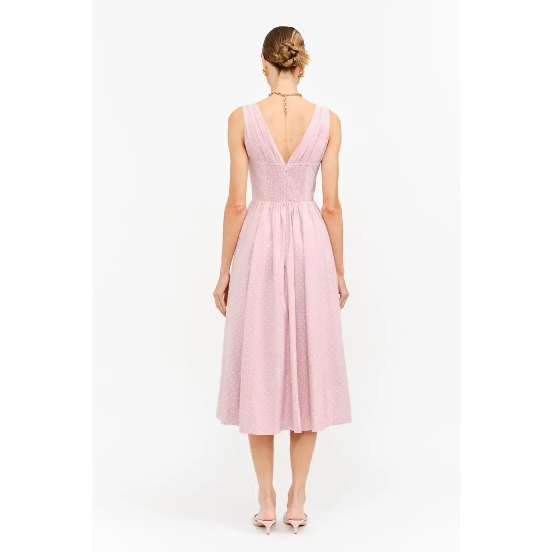 Darlene Polka Dot Linen Midi Dress - Pink - TikTok Shop Darlene Polka Dot Linen Midi Dress - Pink - TikTok Shop