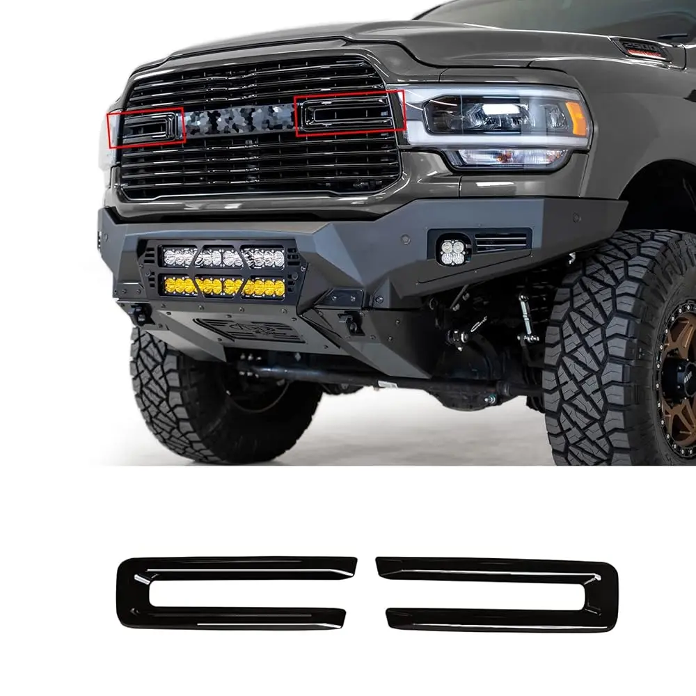 NINTE Gloss Black Heavy Duty Front Bumper - Clip-On, Heat/Cold Ready, Aggressive Look Upgrade for 19-21 Dodge RAM 2500/3500, Full Coverage Car Exterior Accessory (Gloss Black Aggro Design), Ram 3500