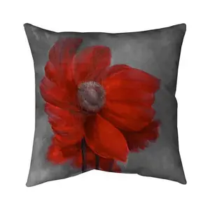 Begin Home Decor  18 x 18 in. Red Flower in the Wind-Double Sided Print Outdoor Pillow Cover