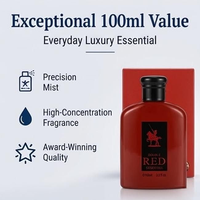 DOUBLE RED ESSENTIAL Men's Perfume 100ml | Long-lasting fragrance that lasts all day | Premium red bottle gift set | Perfect for business, commuting, and dates | Ideal birthday and holiday gift for your boyfriend or husband