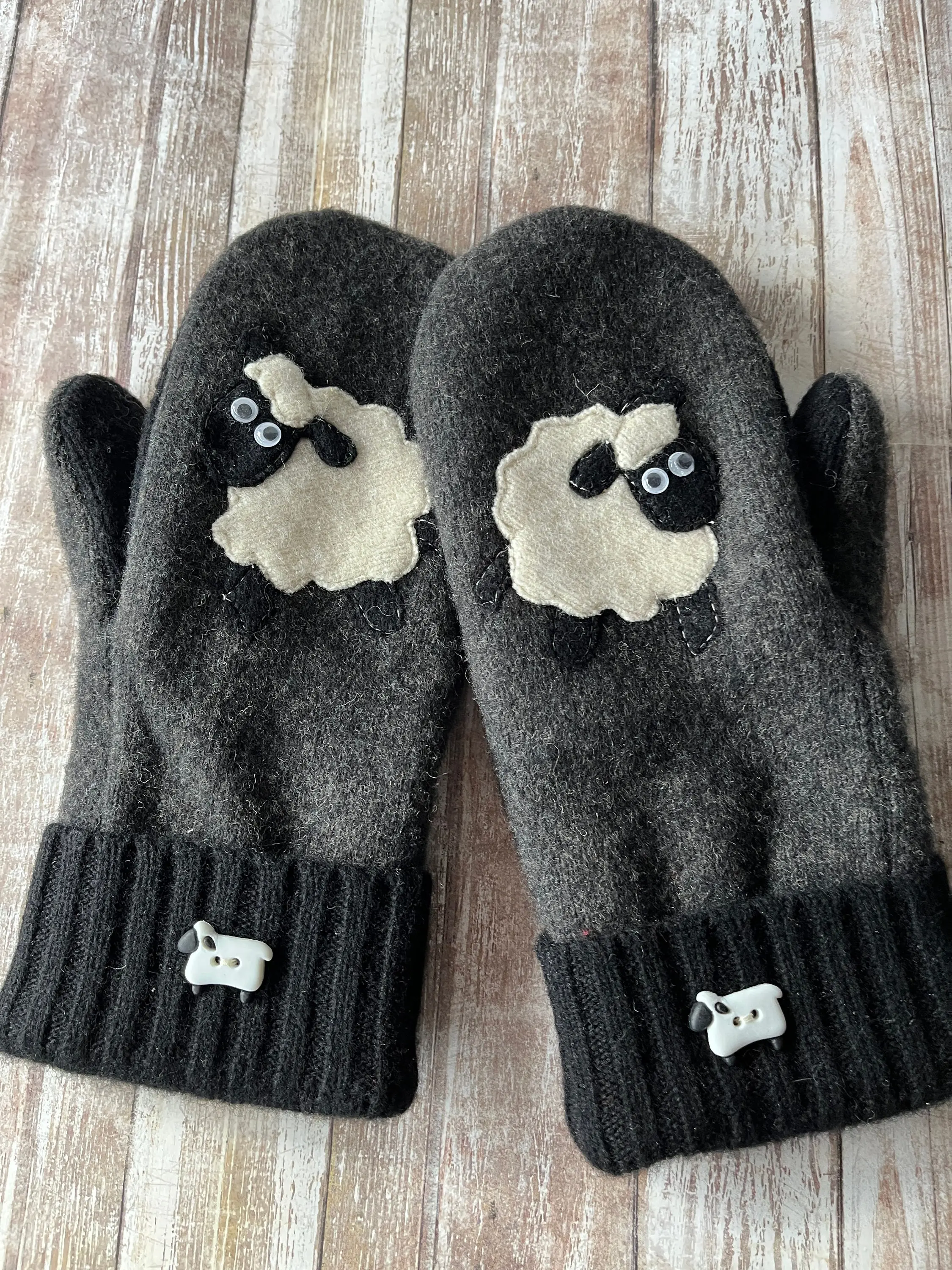 Sheep Felted wool sweater mittens