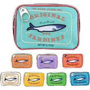 PrimPick Canned Sardines Makeup Bag, Canned Sardines Style Toiletry Bag Cute Travel Bag Creative Cute Makeup Bag Cosmetic Pouch Aesthetic Toiletry Bag for Women