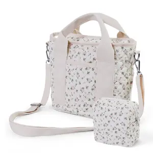 Small Floral Quilted Tote Bag for Women, Cute Crossbody Shoulder Purse with Pockets, Everyday Handbags