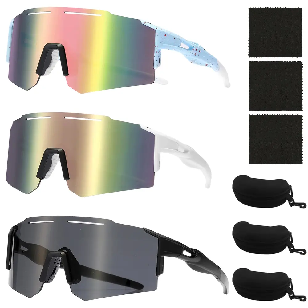 3 Pack Polarized Sports Sunglasses Men Women, Running Mens Sunglasses UV Protection for Baseball Cycling Fishing