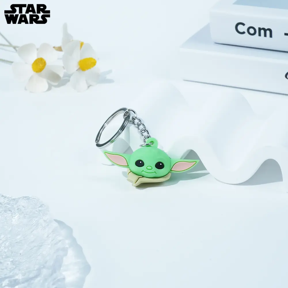 1PC Star Wars Officially Licensed Star Wars Yoda Icon Ball Keychain PVC Keyring Creative Cute Keychains Backpack Ornament Mobile Phones Pendant Party Small Gifts Bag Decoration Key Loss Prevention Pendant Keychain For Bags
