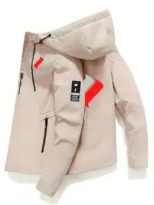 Men's Windproof Jacket with Full Zipper Closure and Hat, Heavyweight All-Season Outerwear, Available in //