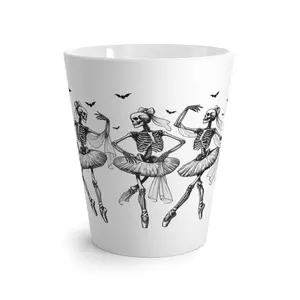 Skeletons Coffee Latte Mug - Danse Macabre, Gothic Kitchen Decor, Halloween Gift, Spooky Breakfast Cup, Unique Ceramic Drinkware