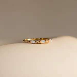 Alessia Trio Opal Ring by Caitlyn Minimalist - Delicate Diamond & Marquise Opal Gemstone Ring - Celestial Jewelry - Promise Ring, Gift for Her