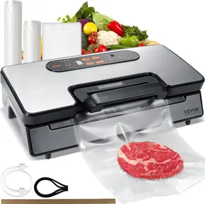 【Summervibes】VEVOR Vacuum Sealer Machine,  90Kpa 130W Powerful Dual Pump and Dual Sealing, Dry and Moist Food Storage, Automatic and Manual Air Sealing System with Built-in Cutter, with Seal Bag and External Hose