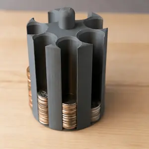 Car Cup Holder Coin Organizer, Round Coin Storage Box for USD Coins, Portable Change Holder with Dedicated Quarter Dime Nickel Penny Slots