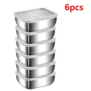 Stainless Steel Food Storage Container with Lid, Reusable Stackable, 4/5/6 Counts Food Preserving Container, Food Storage Box for Home Kitchen Picnic