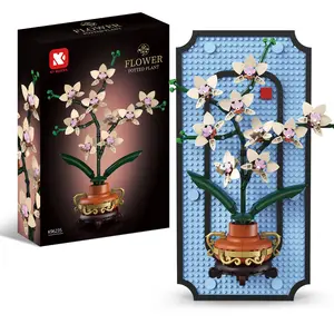Adult 3D Wall Art Orchid Building Block Set - Floral Wall Hanging Art with Stand, DIY Home and Office Artificial Flower Decoration Set, Elegant Gift for Adults, 531 Pieces, Suitable for Various Settings