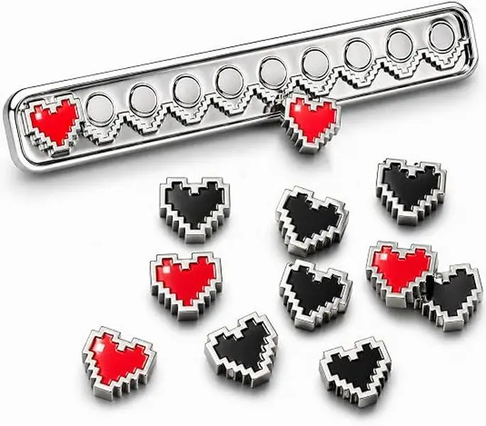 Dual-Tone Customizable Interactive Magnetic Removable Heart Metal Brooch Pins - 10 Pieces Fashion Accessory for Backpacks, Clothing, Collar Clips