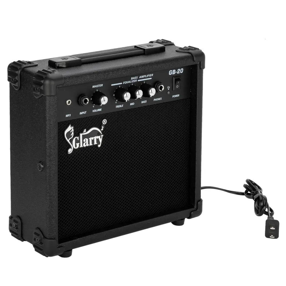 Glarry 20W Wired Electric Guitar & Bass Amplifier (GB-20) - Portable Home Amplifier for Musicians, 1/4 Inch Input Jack, Headphone Output Socket, Master Volume, Tone Controls, Barely Audible Noise Protection, Entertainment Use, Speaker, Watts