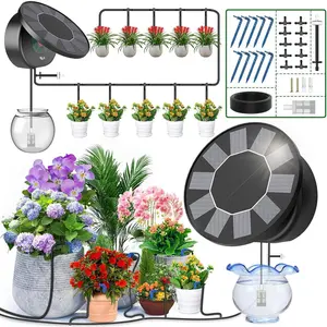 Solar Automatic Drip Irrigation System Kit, Auto Watering Kit for DIY Garden Watering System with 9 Timing Modes and Anti-Siphon Set,Indoor/Outdoor Garden, Balcony & Patio Irrigation System
