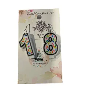Black outlined Birthday Candle Earrings - Fashion Accessory acrylic jewelry candles handpainted