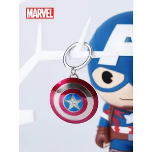 Marvel Captain America Shield Keychain, Fashionable Alloy Keychain, Stylish Metal Carabiner Clip, Durable Accessory for Keys & Backpacks, Perfect Gift for Fans