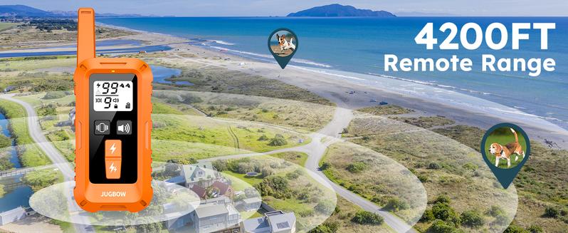 Jugbow Dog Training Collar - 4200FT with Remote, 4 Training Modes, Security Lock, IPX8 Waterproof,Rechargeable e-Collar for All Breeds,Orang-DT68 Jugbow Dog Training Collar - 4200FT with Remote, 4 Training Modes, Security Lock, IPX8 Waterproof,Rechargeable e-Collar for All Breeds,Orang-DT68