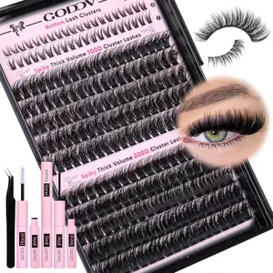 240 Pcs Fluffy False Eyelash Set, Waterproof DIY Lash Extension Kit, Wispy Volume D Curl, Includes Adhesive, Beginner Friendly