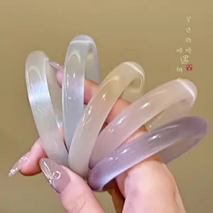 Natural Ice Seed Translucent White Jade Bracelet, Elegant Chinese Style Stackable Bracelet, Suitable For Daily Wear