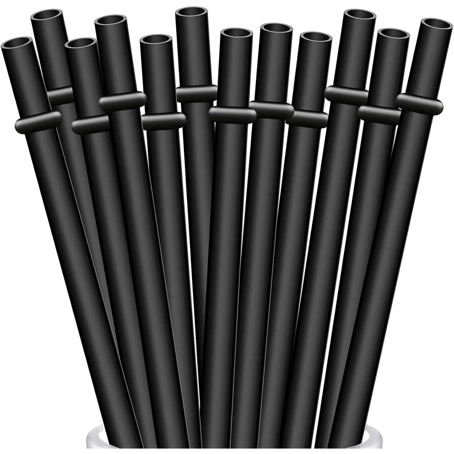 12-Pack Hard Plastic Straight Straws Utensils - 10.5 inches Long Grade PP Tumbler Replacement Straws for 16 oz Cups, 20 oz/30 oz Tumblers, YETI, Mason Jar, with 1 Cleaning Brush